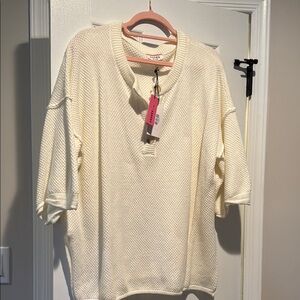 Cream Knit Short Sleeve Sweater